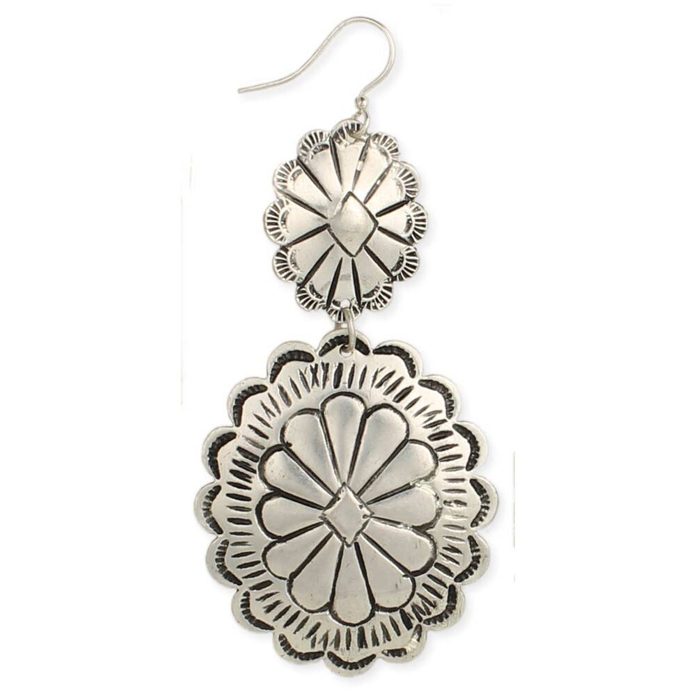 Silver Concha Drop Earrings
